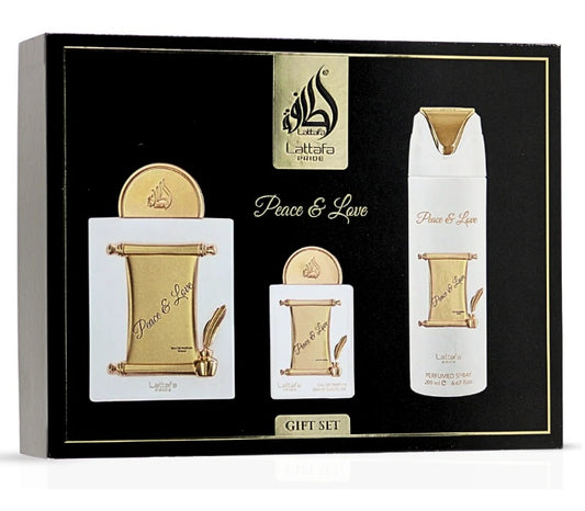 Lattafa Pride Peace and Love Gift set de 3 Piezas