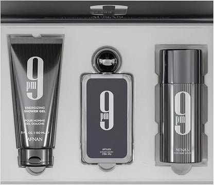 Afnan 9pm Set 3 Piezas Hombre EDP 100ml + Gel De Ducha 150ml + Desodorante 150ml