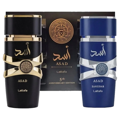 Set de 2 Perfumes Arabe Asad + Zanzíbar - Lattafa 5th Anniversary - Offerta