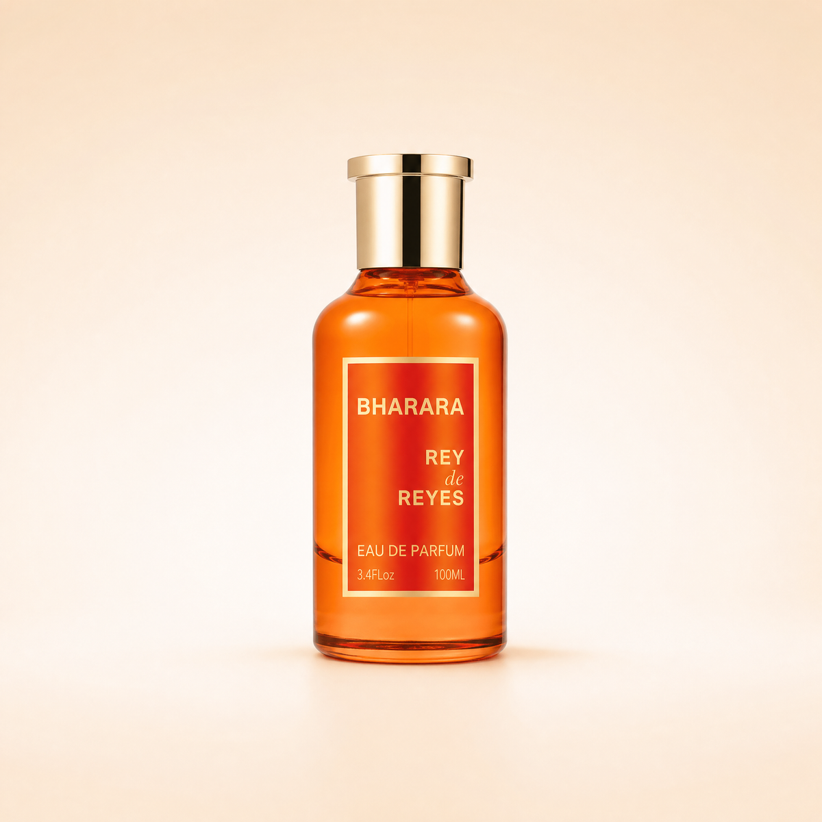 Bharara Rey de Reyes Orange 100 ml botella naranja sobre fondo claro