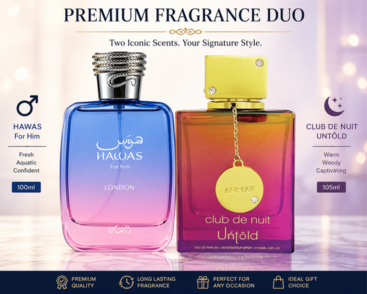 Kit de 2 Perfumes Rasasi Hawas London 100ml + Armaf CDN Untold 105ml