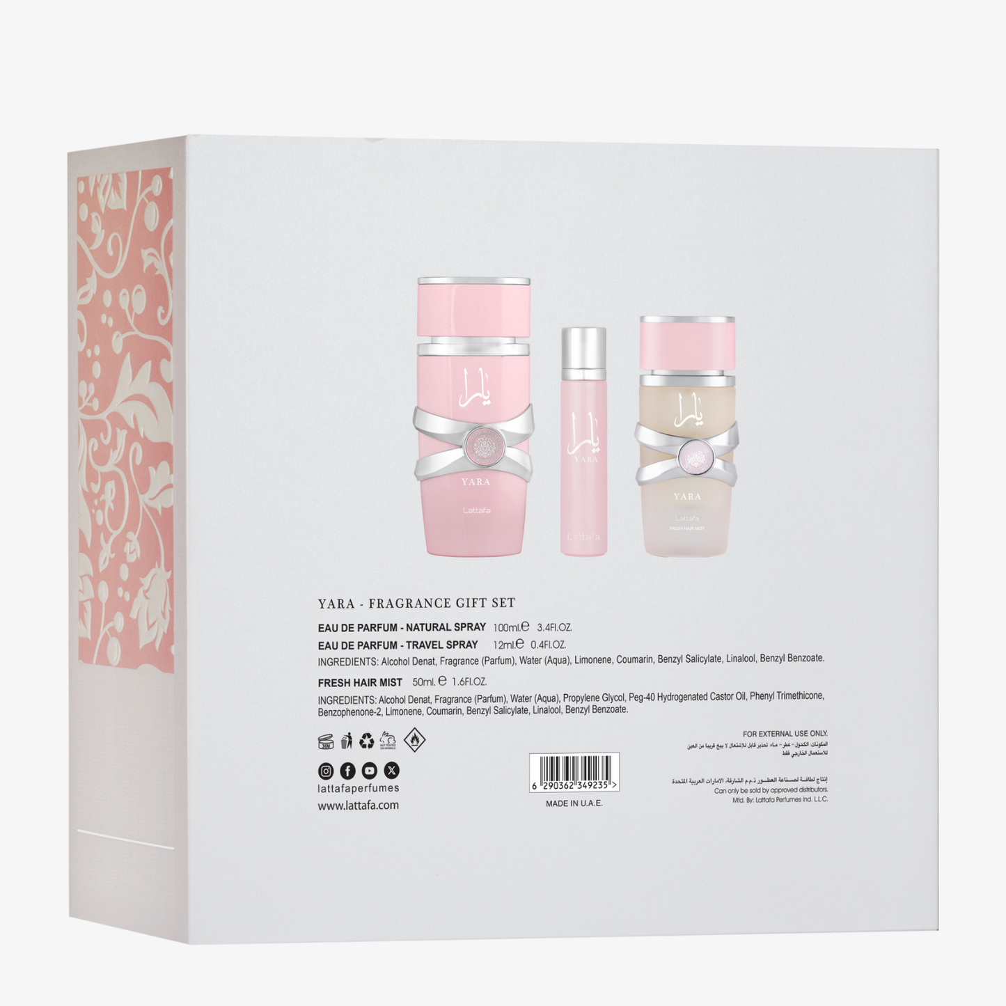 Lattafa Yara 3 Piezas Gift Set
