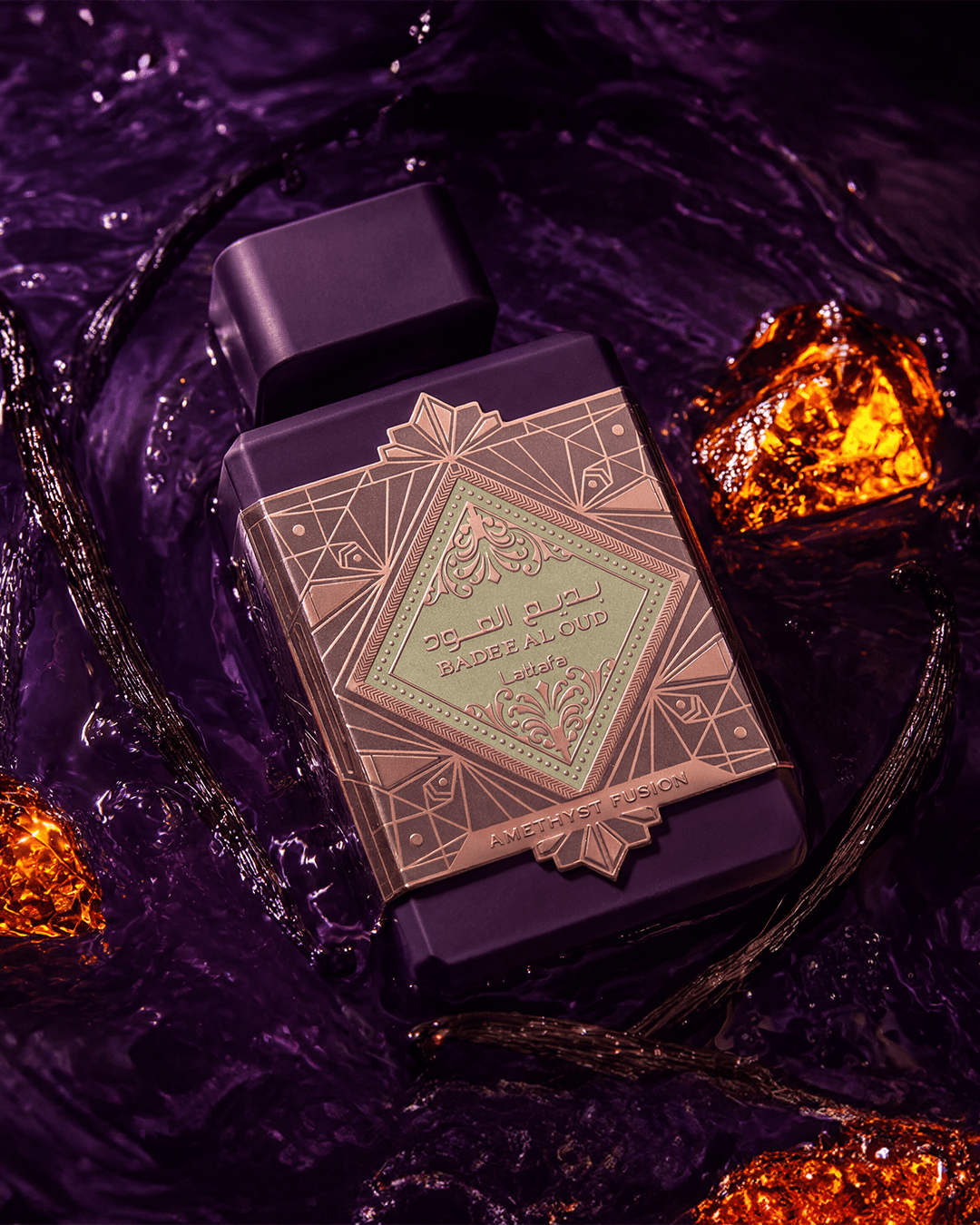 Lattafa Badee Al Oud Amethyst Fusion - presentación artística