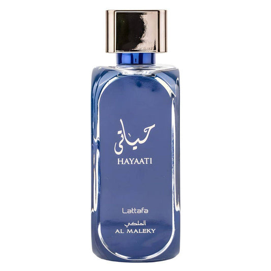 Lattafa Hayaati Al Maleky Eau de Parfum 100 ml, frasco azul